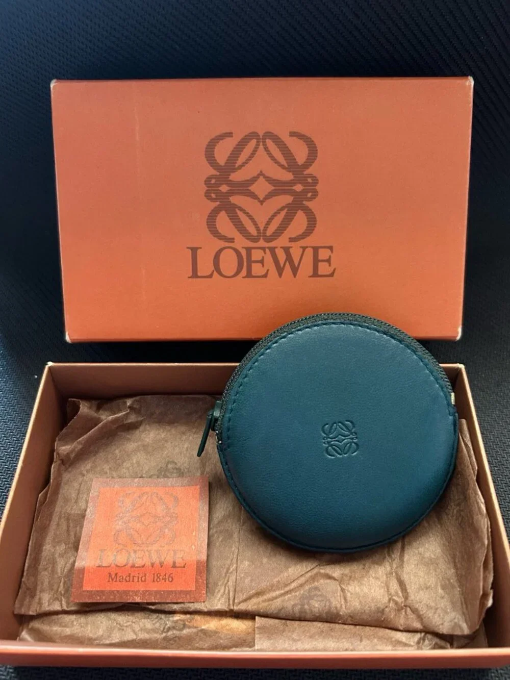 Vintage Loewe Round Leather Coin Purse
